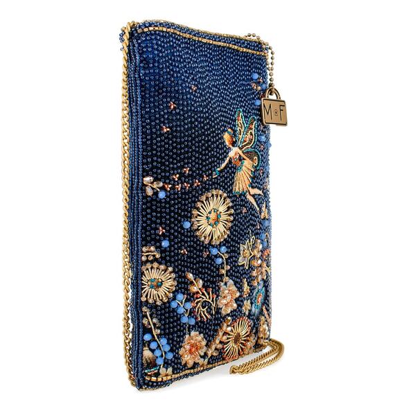 Mary Frances Fairy Dust and Floral Blue Beaded Crossbody Phone Bag - Picture 2 of 6